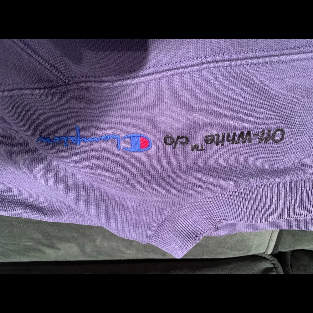 OFF-WHITE BLUE champion reverse weave edition crewneck sweat-shirt - Picture 4 of 7